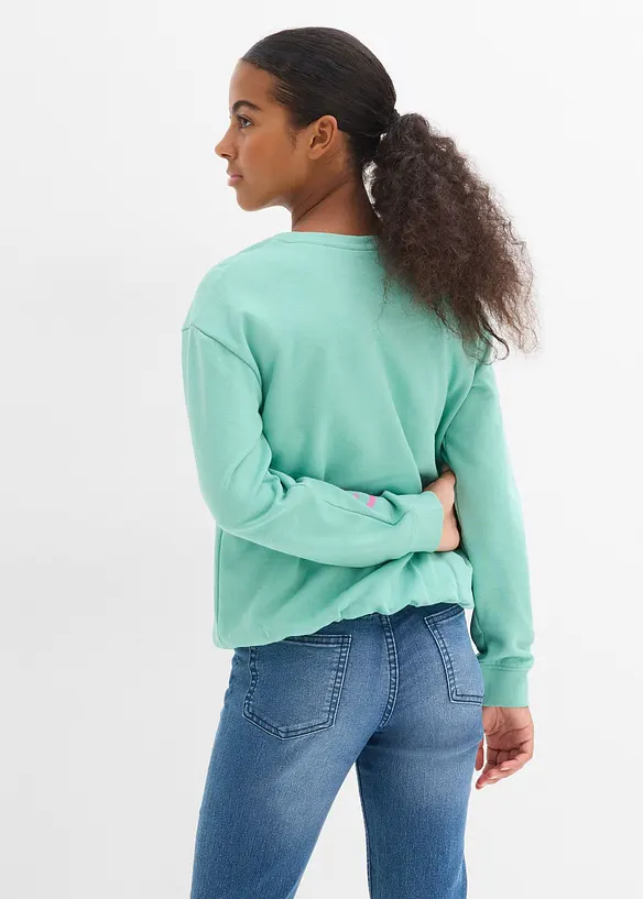 Sweatshirt mit Ballon-Saum aus reiner Bio-Baumwolle, bonprix