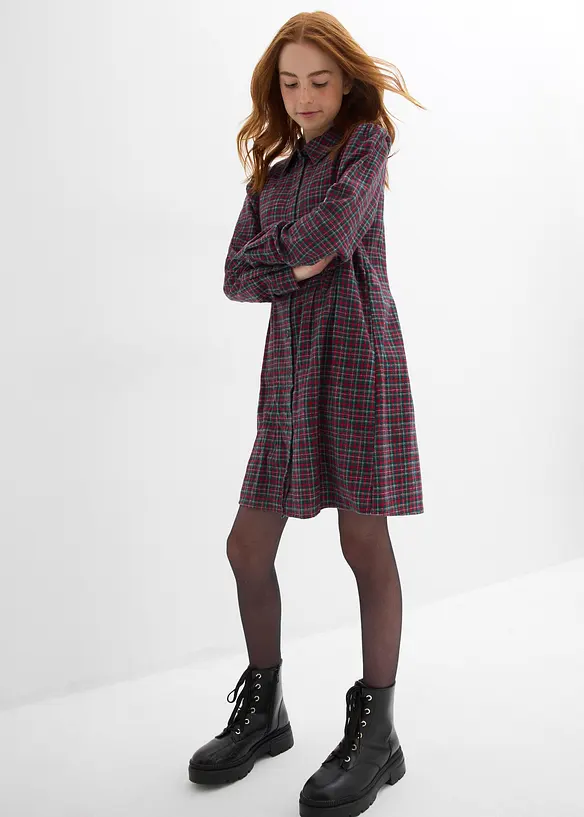 Hemdblusenkleid aus Flanell, bonprix