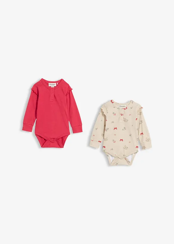 Lot de 2 bodys de Noël 100% coton, bonprix