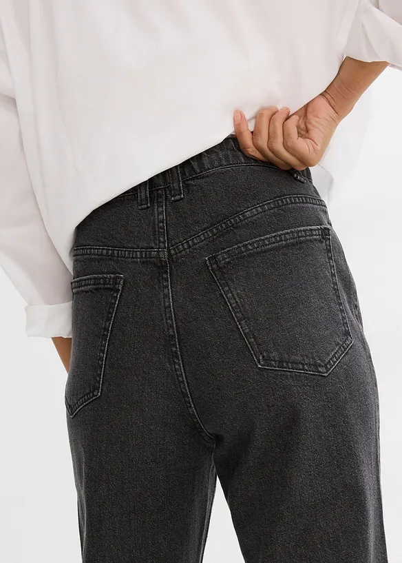 Loose Straight-Jeans High Waist, Bequembund mit Strass, bonprix