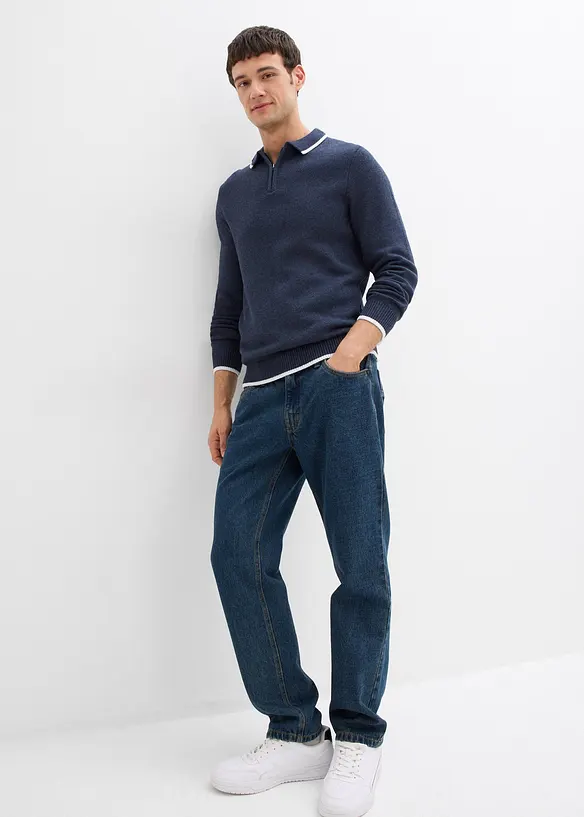 Polo Pullover mit recycelter Baumwolle, bonprix