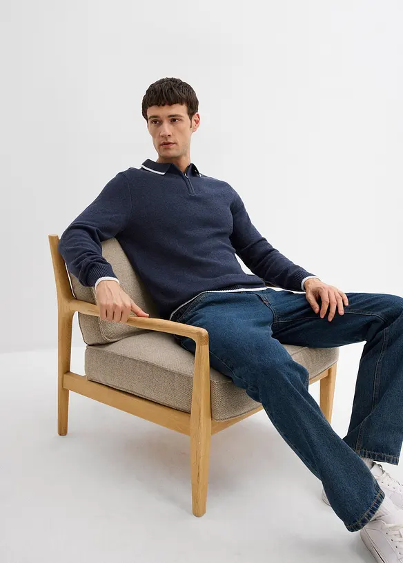 Polo Pullover mit recycelter Baumwolle, bonprix