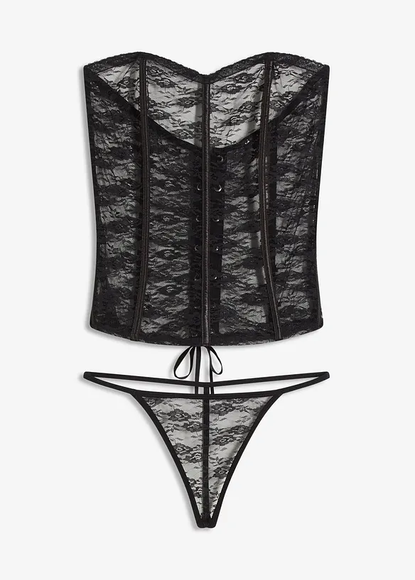 Guêpière et string en dentelle (ens. 2 pces), bonprix