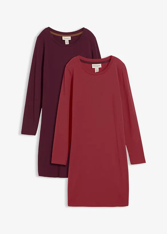 Jerseykleid aus Baumwolle mit Stretch (2er Pack), bonprix