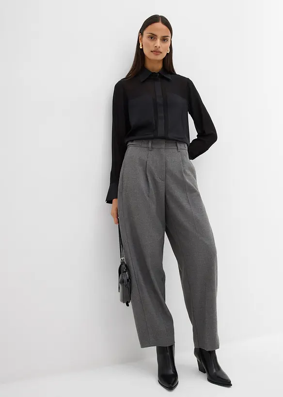 Hemdbluse mit Satineinsatz, bonprix