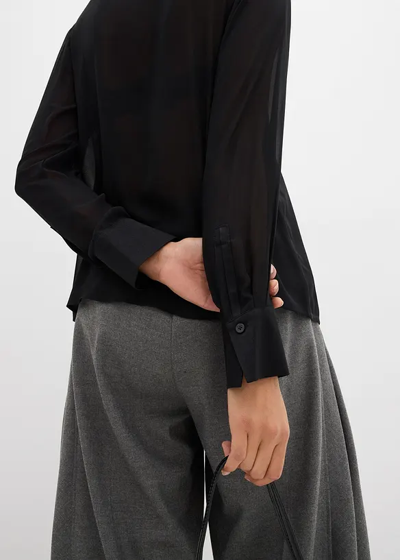 Hemdbluse mit Satineinsatz, bonprix