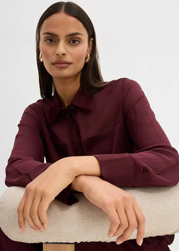 Hemdbluse mit Satineinsatz, bonprix