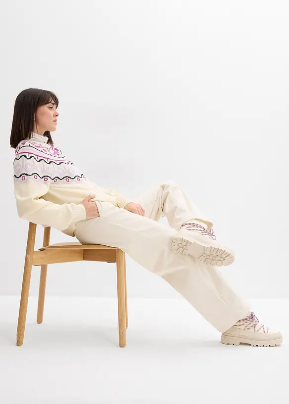 Pantalon large en velours côtelé, bonprix