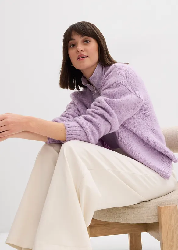 Verkürzte Oversize Grobstrickjacke, bonprix