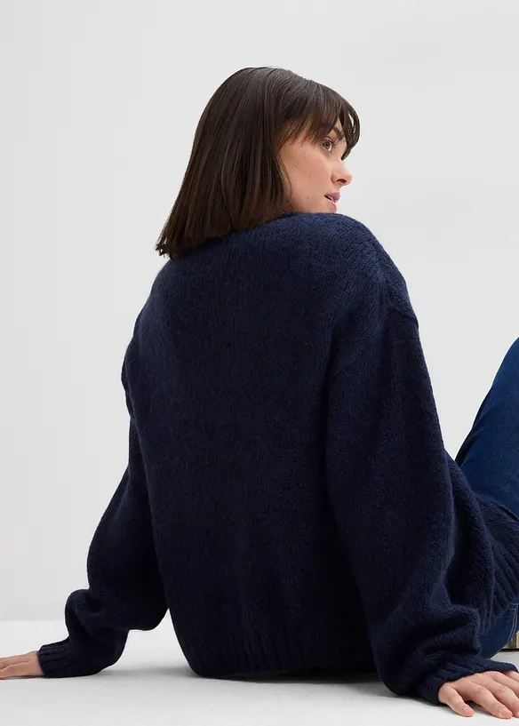 Verkürzte Oversize Grobstrickjacke, bonprix