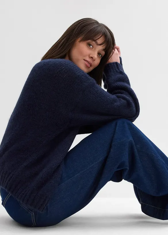 Verkürzte Oversize Grobstrickjacke, bonprix