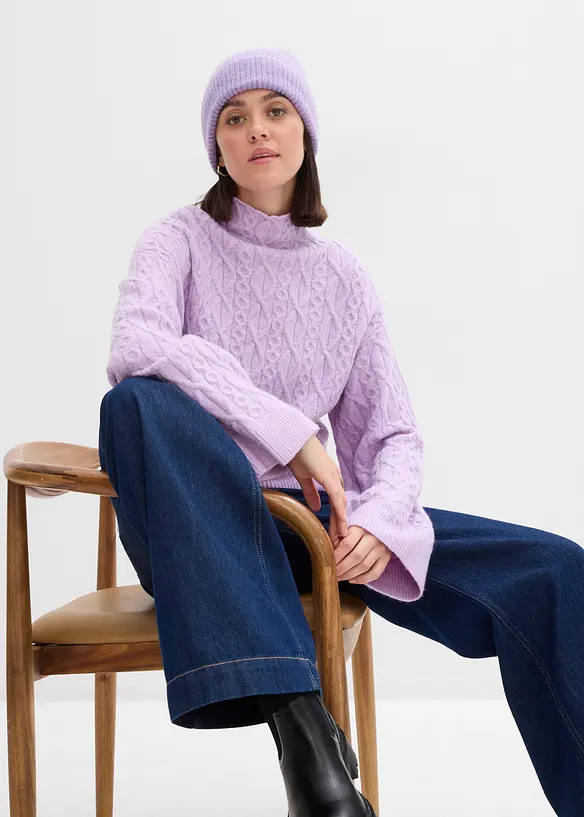 Pull en maille torsadée, bonprix