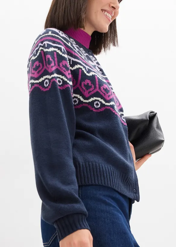 Oversize Norweger-Strickjacke, bonprix