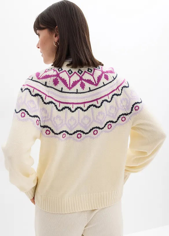 Gilet en maille oversize à motif norvégien, bonprix