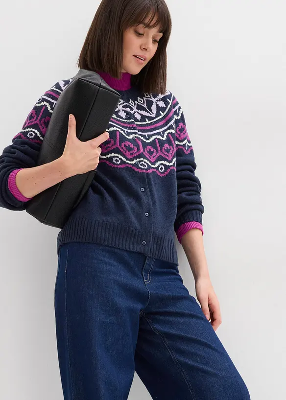 Oversize Norweger-Strickjacke, bonprix