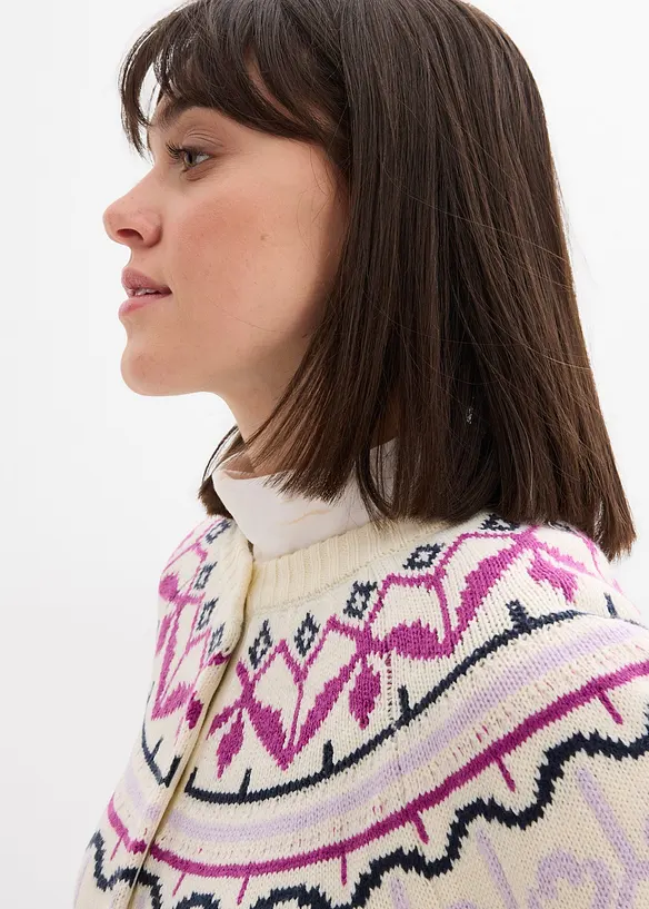 Gilet en maille oversize à motif norvégien, bonprix