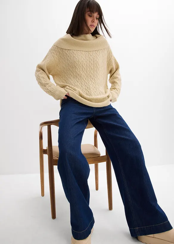 Pull &agrave; motif torsad&eacute;, bonprix