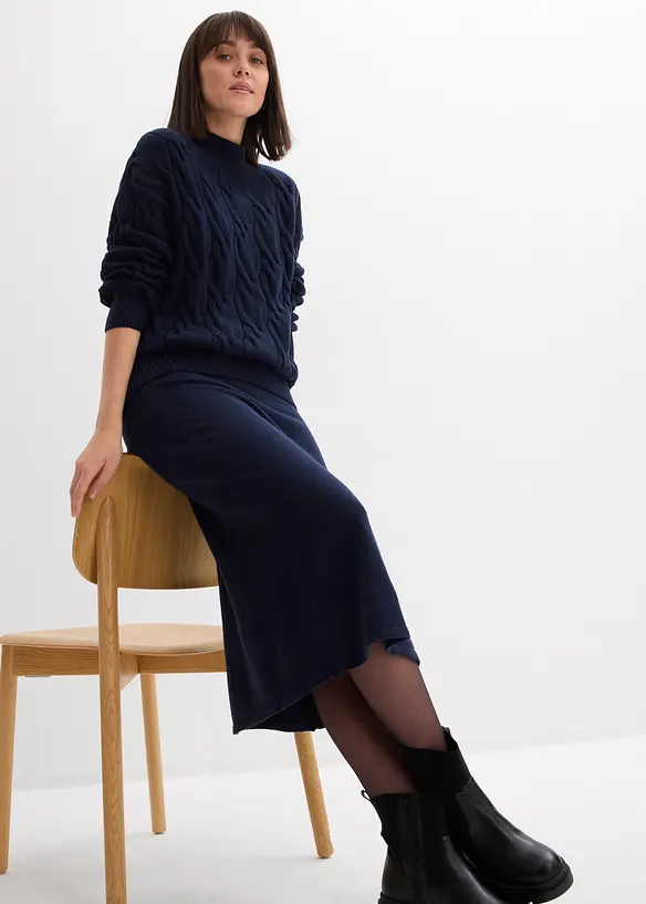 Midi Strickrock aus softem Viskose-Mix, bonprix