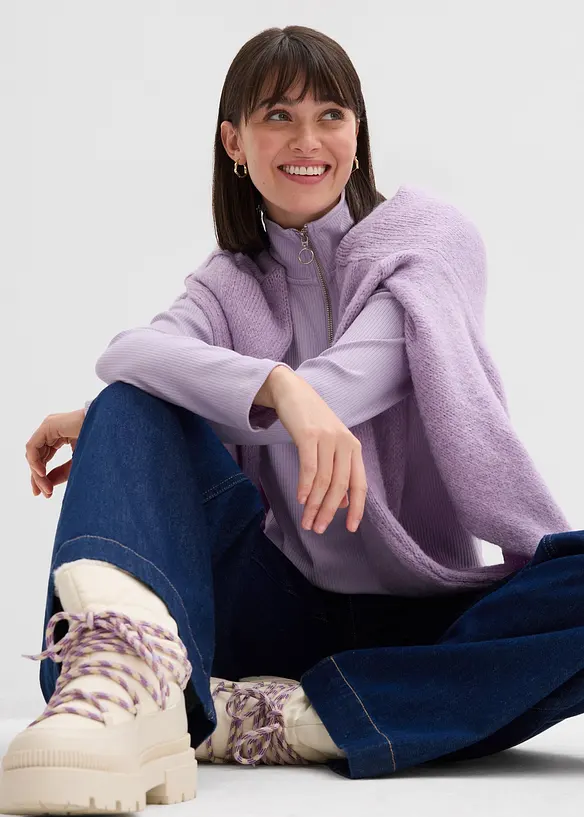 Rippshirt aus softem Viskose-Mix, bonprix