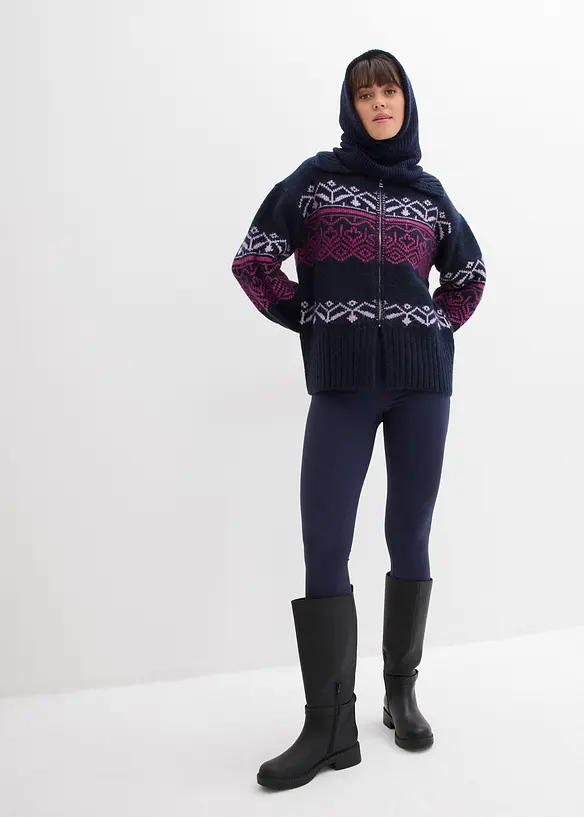 Gilet en maille oversize à motif norvégien, bonprix