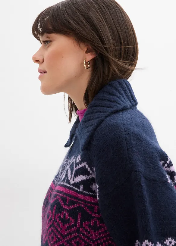 Gilet en maille oversize à motif norvégien, bonprix