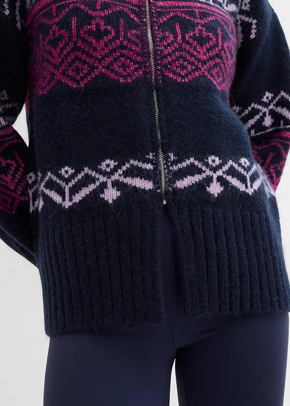 Gilet en maille oversize à motif norvégien, bonprix