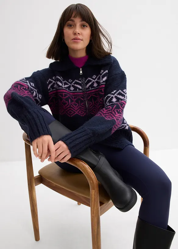 Gilet en maille oversize à motif norvégien, bonprix