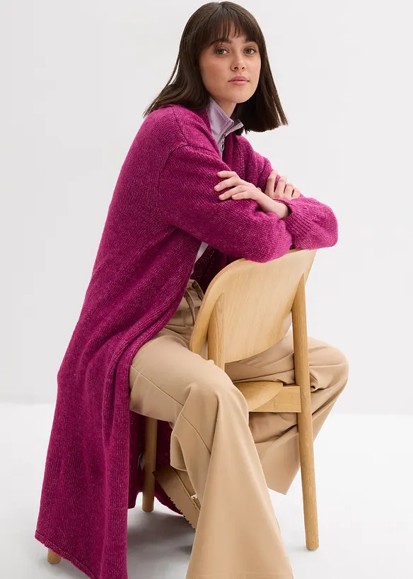 Langer Strickmantel in Hairy Optik, bonprix