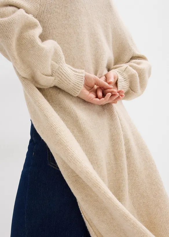 Langer Strickmantel in Hairy Optik, bonprix