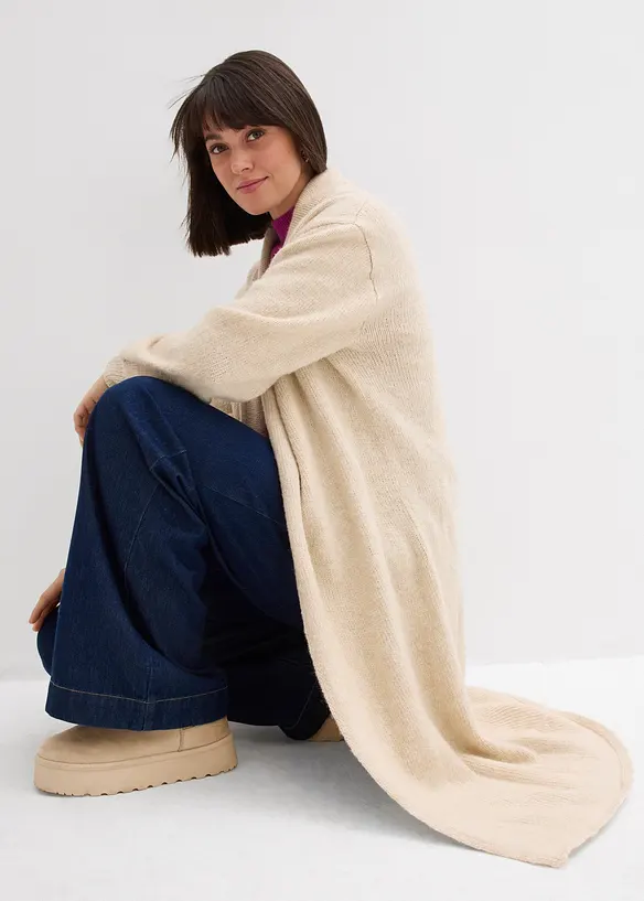 Langer Strickmantel in Hairy Optik, bonprix