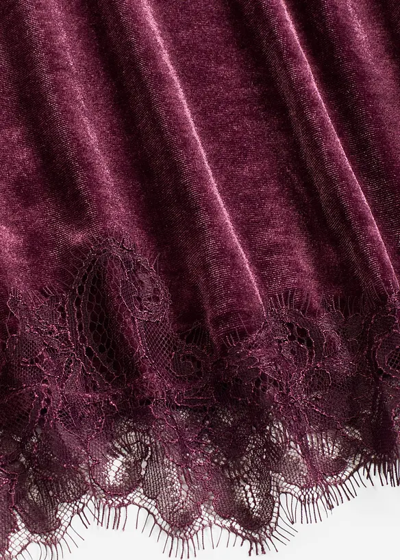 Samtshirt mit Spitze, bonprix