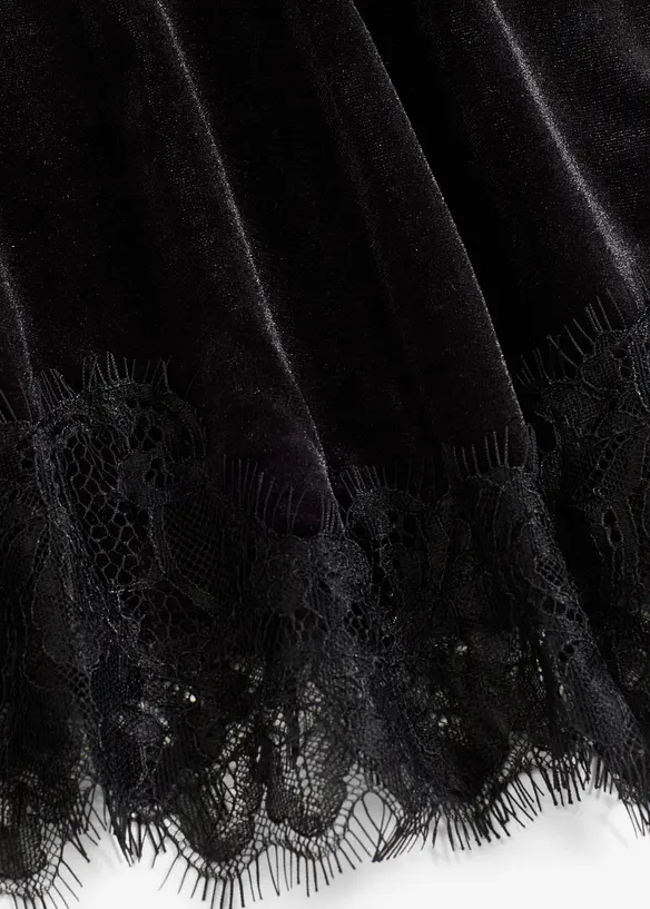 T-shirt en velours et dentelle, bonprix