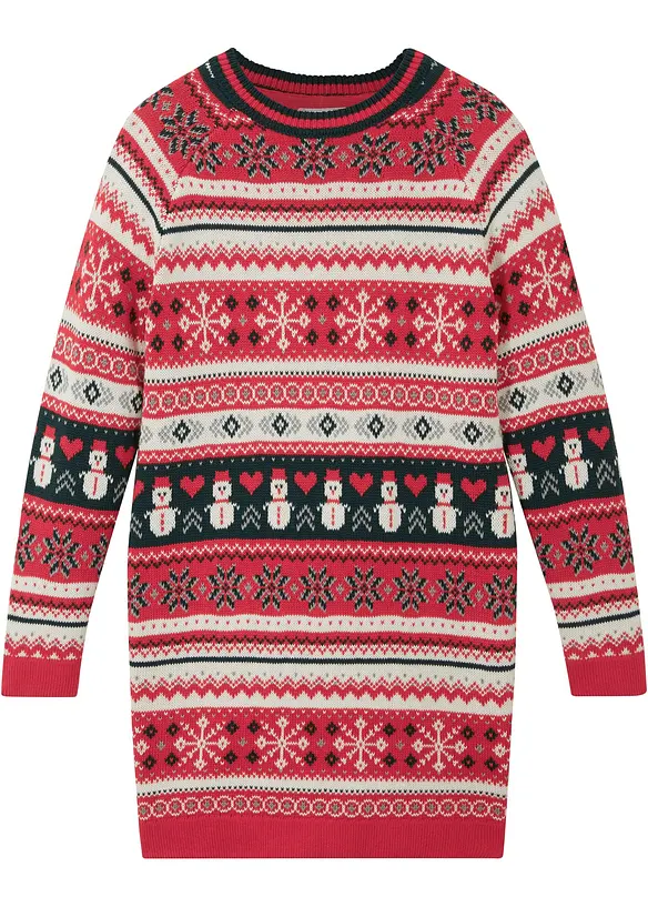 Robe en maille fille à motif hivernal, bonprix