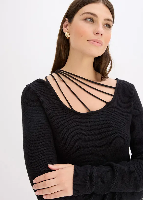 Pull en fine maille à décolleté plongeant, bonprix