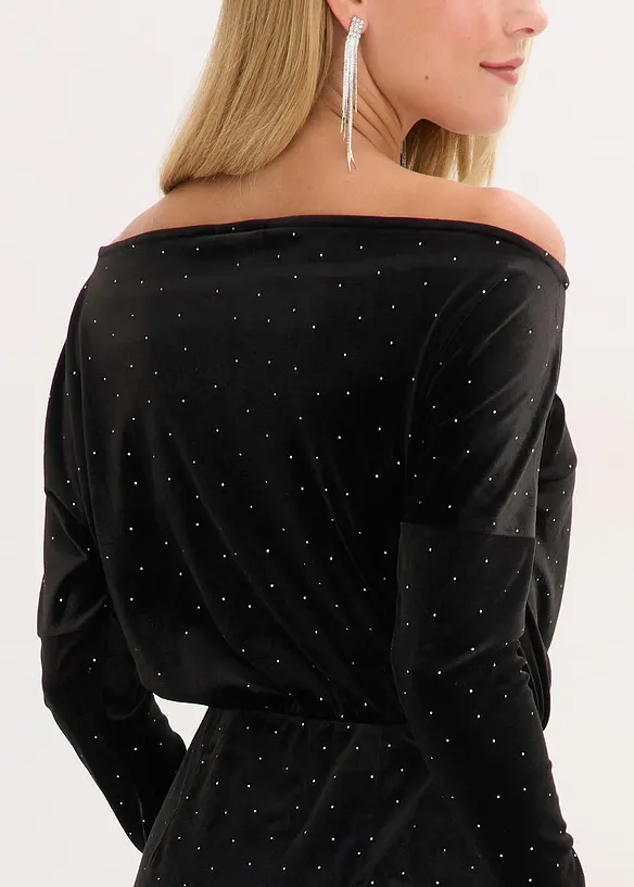 Minikleid aus flie&szlig;endem Samt und Glitzer, bonprix