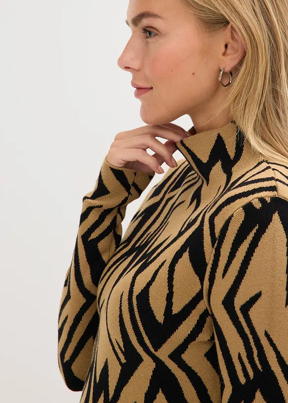 Figurbetontes Strickkleid mit Stehkragen, bonprix
