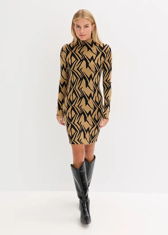 Figurbetontes Strickkleid mit Stehkragen, bonprix
