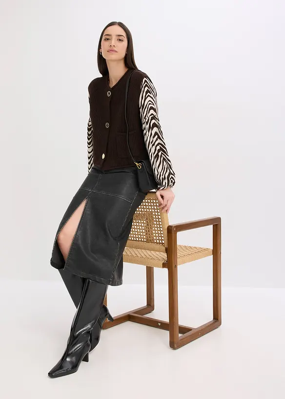 Gilet sans manches en maille à boutons décoratifs, bonprix