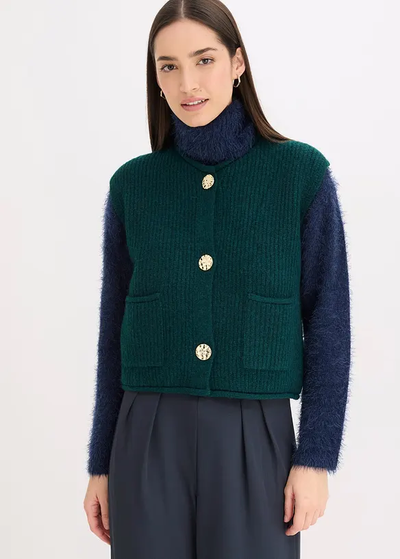 Strickweste mit dekorativen Knöpfen, bonprix