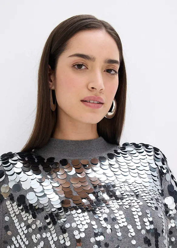 Strickkleid mit Pailletten, bonprix