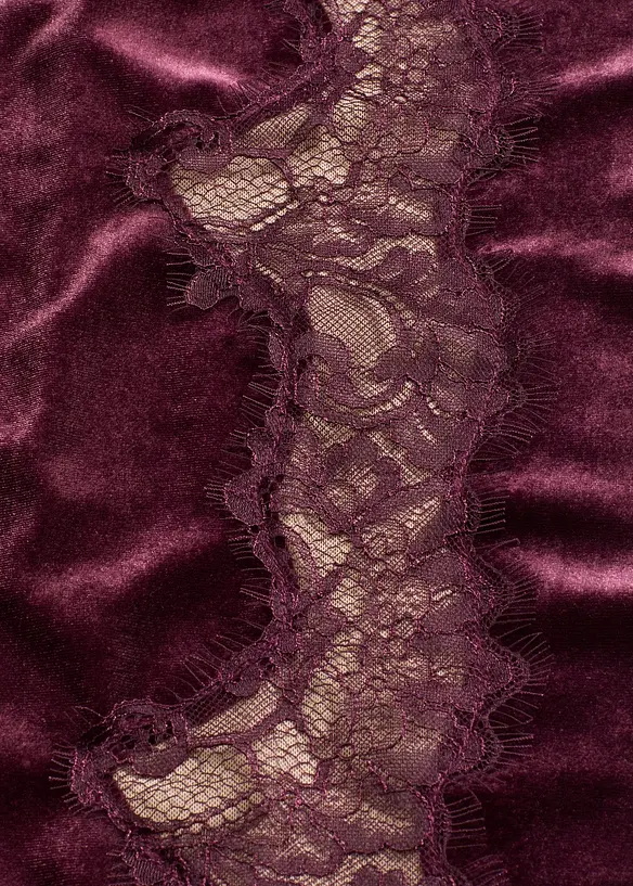 Marlenehose aus softem Samt mit Spitzeneinsatz, bonprix