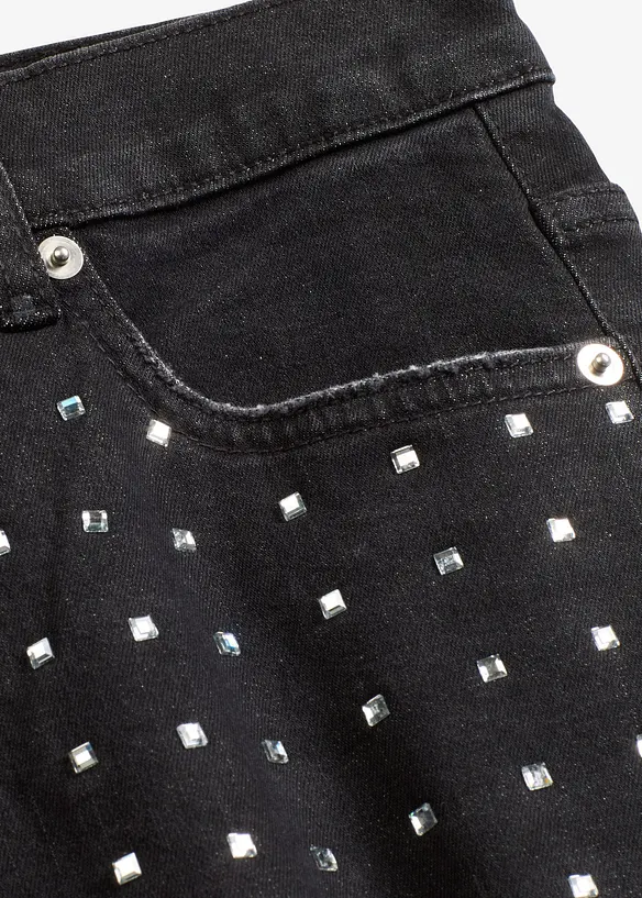 Loose Straight-Jeans Mid Waist mit Strassapplikation, bonprix