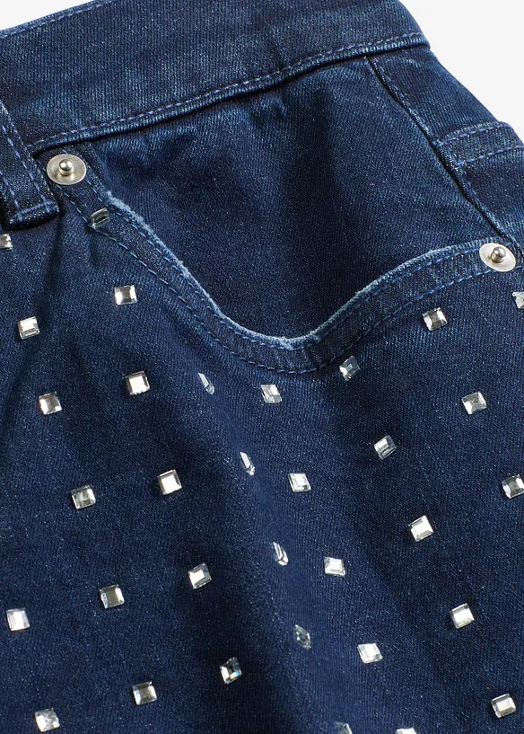 Jean droit loose avec application de strass, taille mi-haute, bonprix