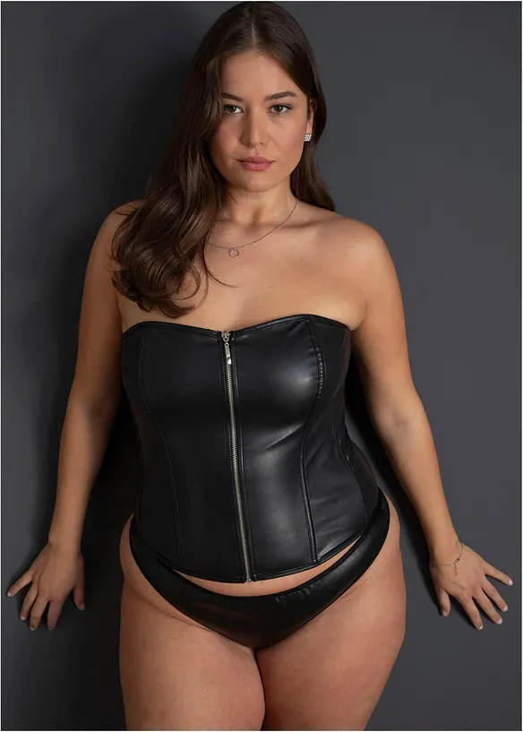 Guêpière + string enduits (ens. 2 pces), bonprix