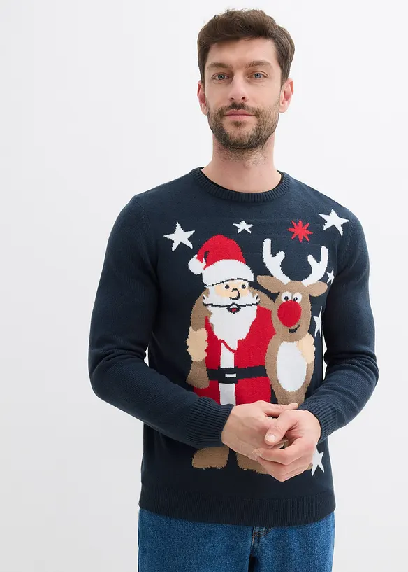 Pull en maille fine avec motif de Noël, bonprix