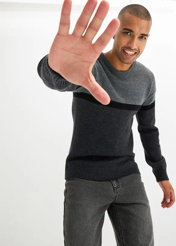 pflegeleichter Rundhalspullover im Colourblocking-Design, bonprix