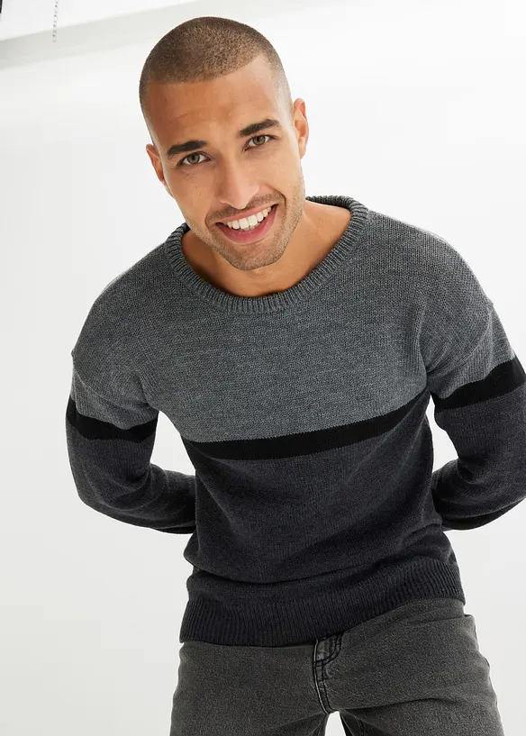 pflegeleichter Rundhalspullover im Colourblocking-Design, bonprix
