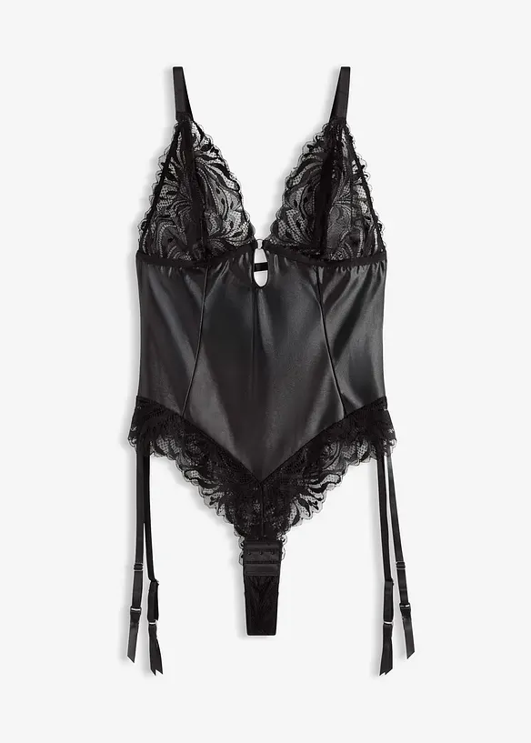 Body mit Wetlook und abnehmbaren Strapshalter, bonprix