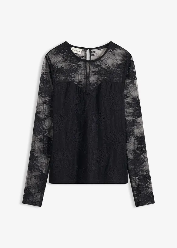 Langarmshirt aus feiner Spitze, bonprix