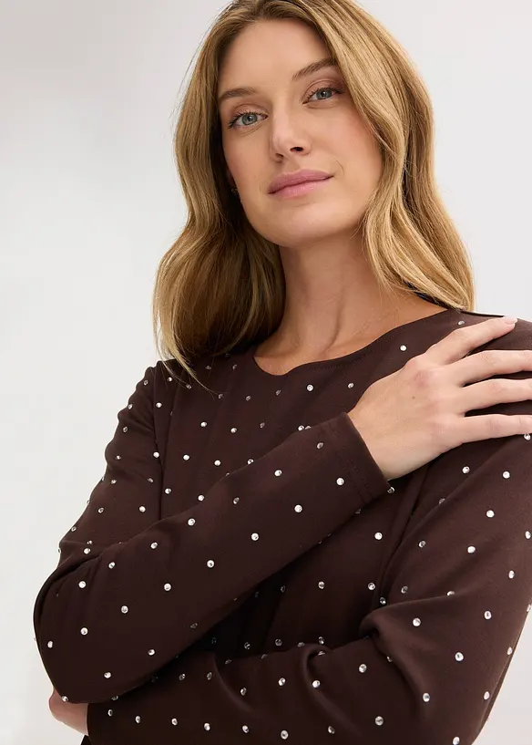 Langarmshirt mit Strass-Applikation, bonprix